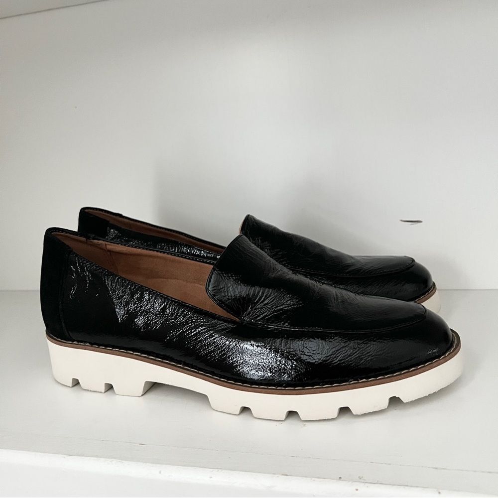 Vionic Kensley Women's Black Patent Leather Slip On Loafers Shoe Size 10 Shiny